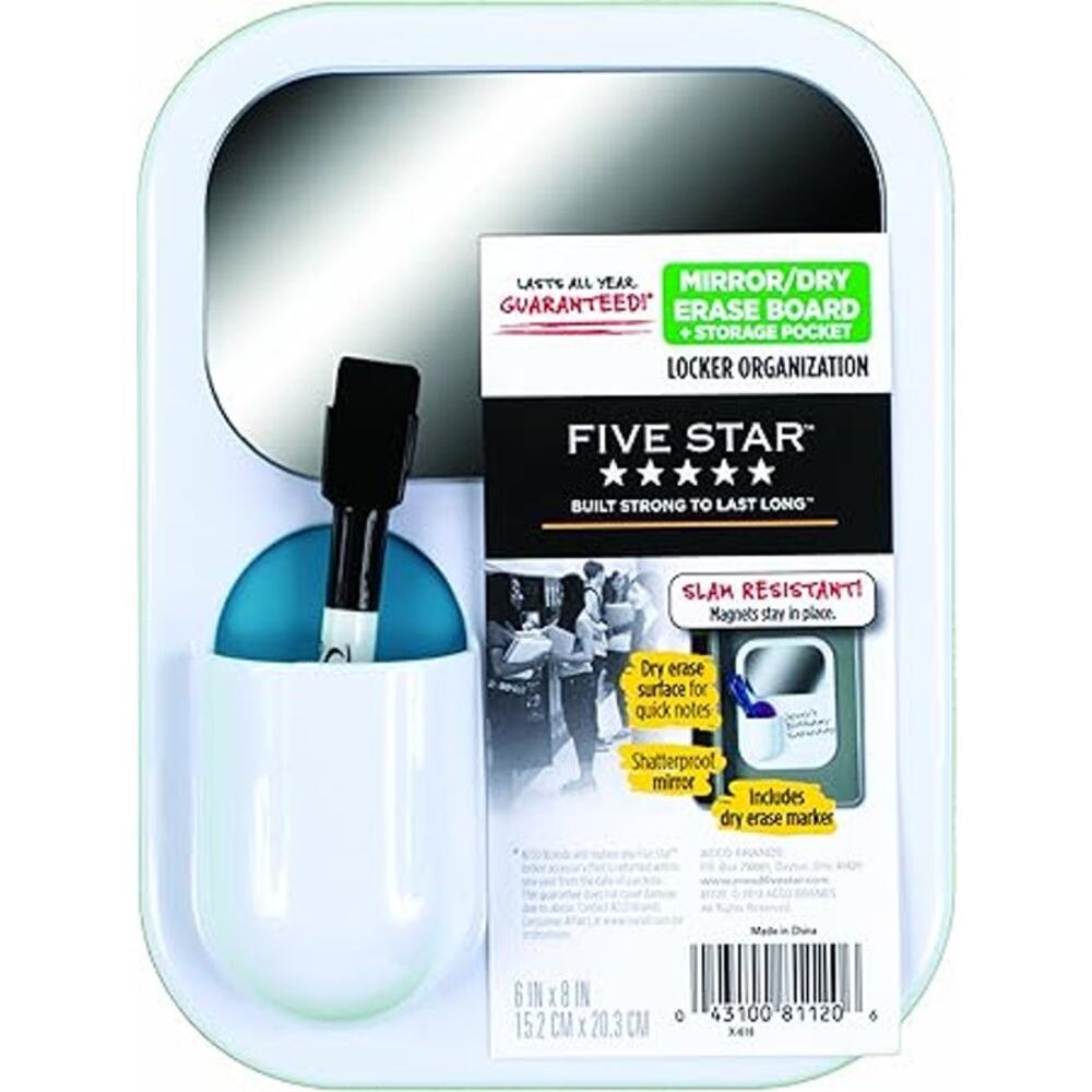 Five Star Mirror Dry Erase Board and Storage Pocket (Teal Glitter)